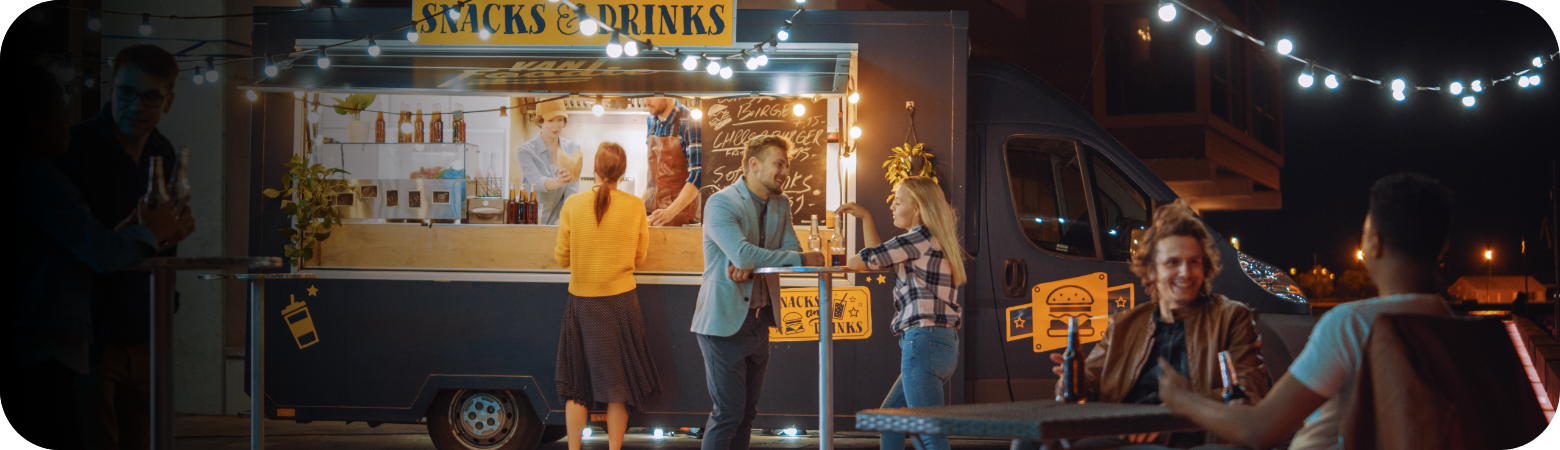 People ordering at a food truck