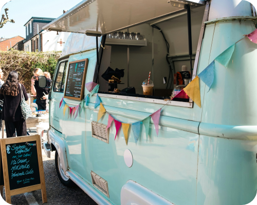 Coffee truck serving customers